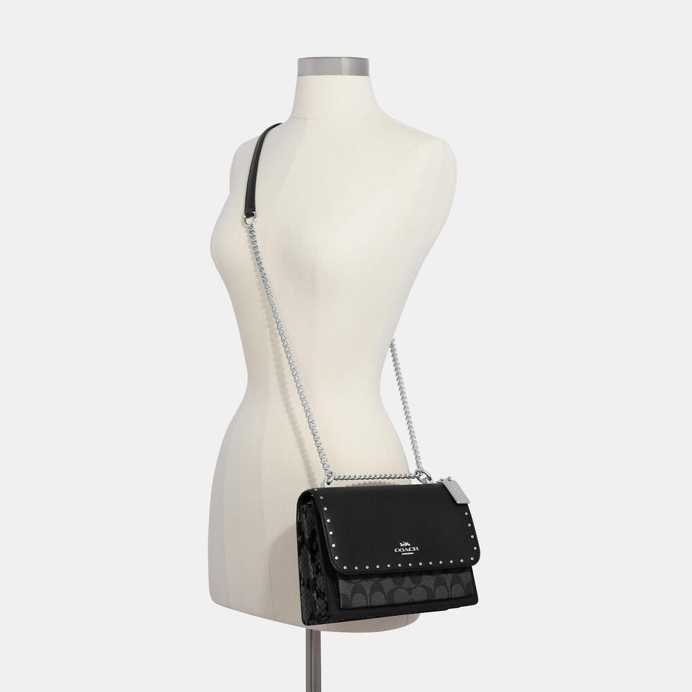 Klare Crossbody Bag In Signature Canvas With Rivets and Signature Micro Wallet